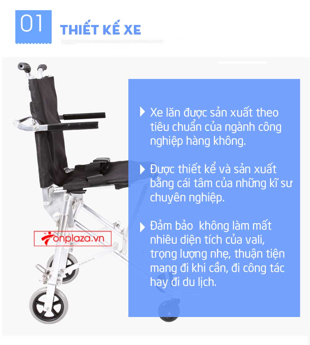 Xe lăn đẩy tay cao cấp siêu nhẹ dành cho người khuyết tật, người già TM037