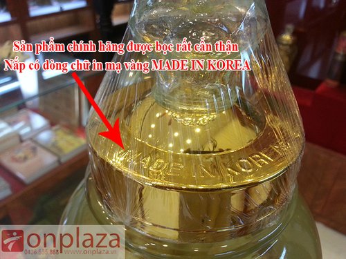 Rượu nhân sâm tươi 2 củ 5 lít số 74 được đóng trong nắp mạ vàng rất sang trọng